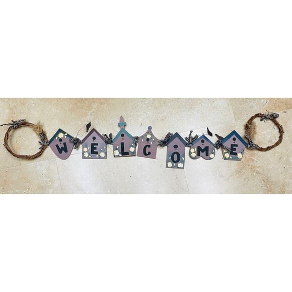 Wooden "Welcome" Birdhouse Garland With Floral & Bow Accents36 " - Picture 2 of 5